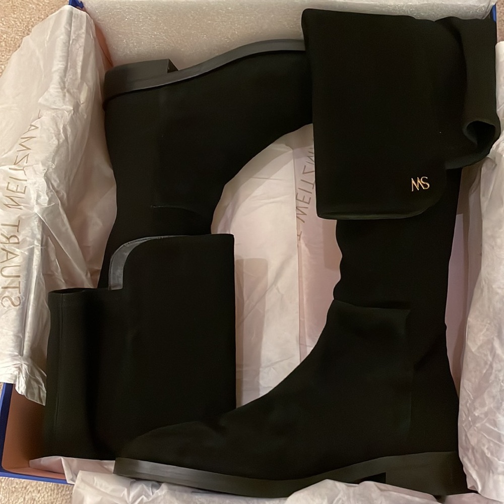 Stuart Weitzman Size 6.5 Keelan Black Suede Knee-High Boots